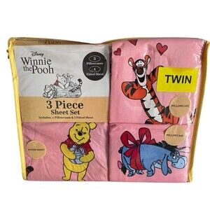 Disney Winnie the Pooh Twin Sheet Set 3 Piece Pink Tigger Eeyore New